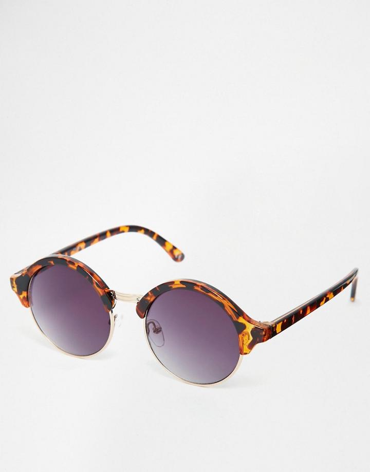 Asos Classic Round Sunglasses - Brown