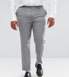 Asos Plus Wedding Skinny Suit Pants In 100% Silk Textured Gray - Gray