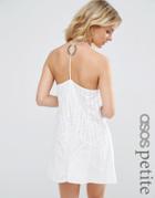 Asos Petite Broderie Sundress With Strappy Back - White