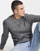New Look Muscle Fit Ribbed Knitted Sweater In Black