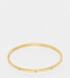Asos Design Curve Waterproof Stainless Steel Bangle With Crystal Design In Gold Tone