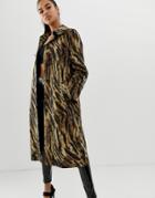 Asos Design Tiger Printed Trench-multi
