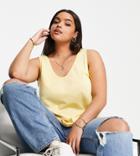 Asos Design Curve Ultimate Cotton Scoop Neck Tank Top In Yellow