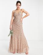 Beauut Bridesmaid All-over Embellished Maxi Dress With Cami Straps In Mink-pink