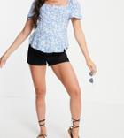 Asos Design Maternity Denim High Rise '80's' Mom Shorts With Over The Bump Band In Black
