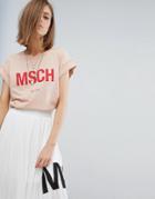 Moss Copenhagen Boyfriend T-shirt With Front Logo - Pink