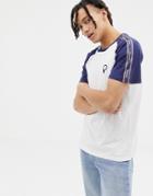 Penfield Kenney Bear Logo Side Tape Raglan T-shirt In White/navy - White