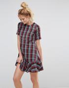 Asos Drop Waist Dress In Check - Multi