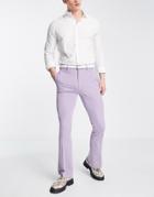 Asos Design Smart Skinny Flared Pants In Bright Lilac-purple