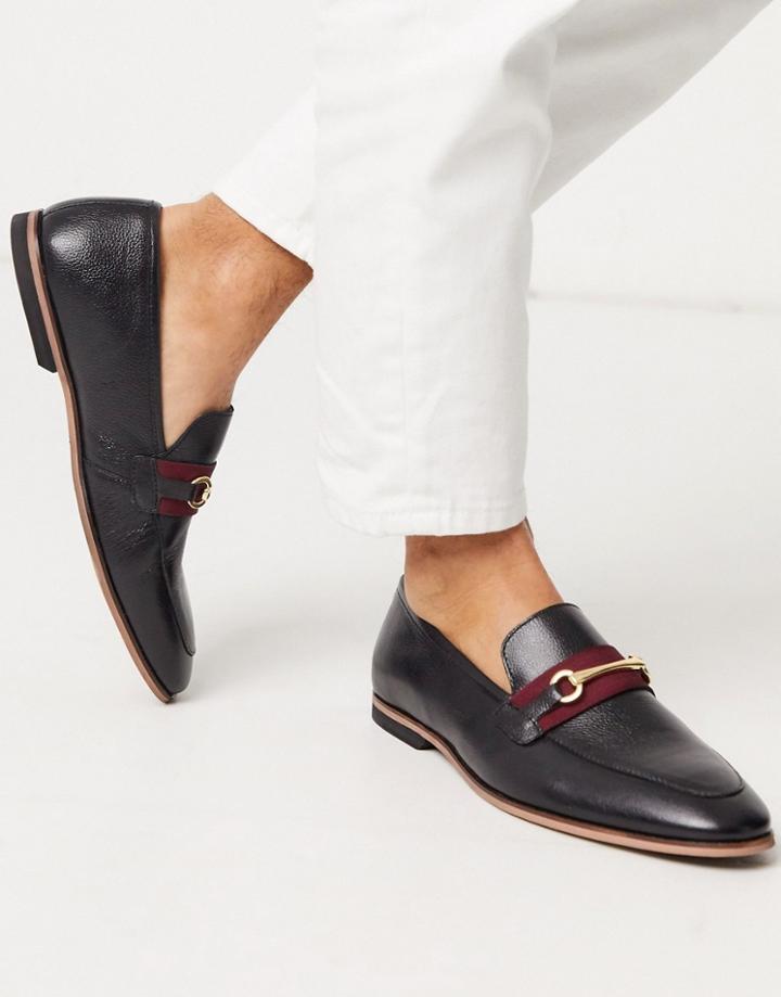 Walk London Rafael Bar Loafers In Black Leather