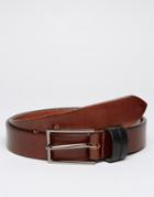 Asos Leather Belt With Contrast Keepers - Brown