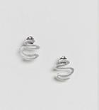 Asos Sterling Silver Textured Squiggle Earrings - Silver