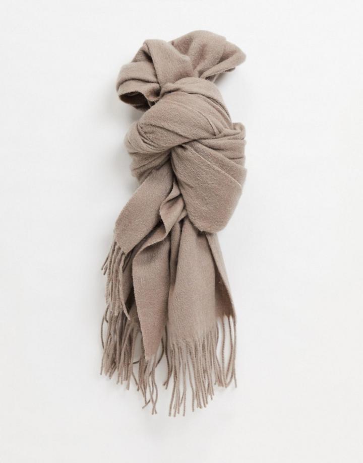 Asos Design 100% Wool Blanket Scarf In Camel-brown