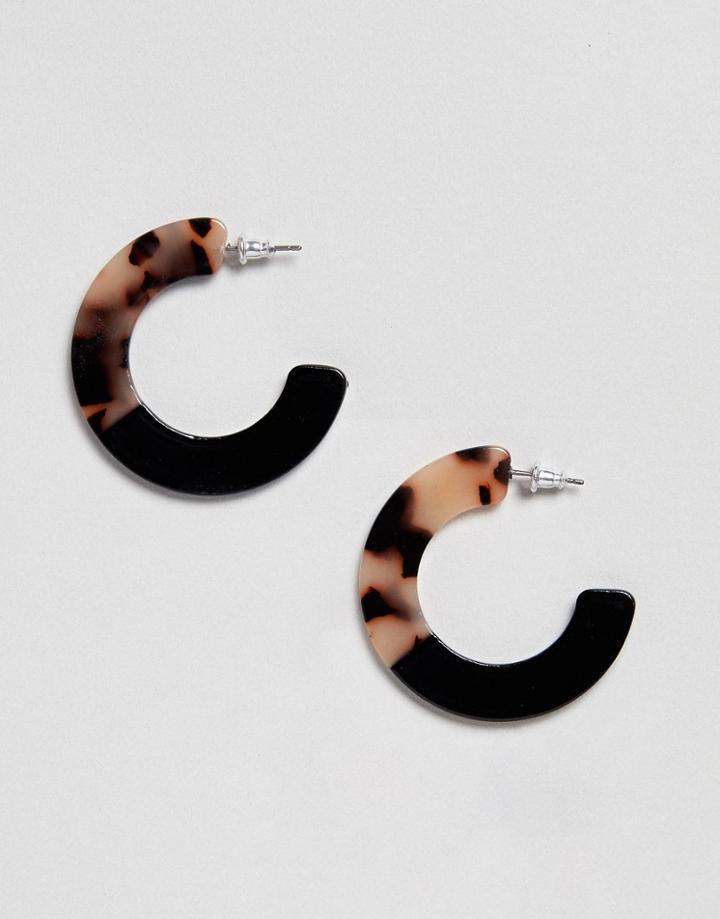 Asos Design Hoop Earrings In Split Resin And Tortoiseshell - Multi