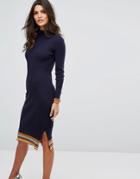 Y.a.s Knitted Pencil Dress With Stripe - Blue