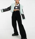 Asos Design Petite High Rise 'relaxed' Dad Jean In Black Cord