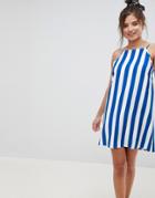 Asos Design Low Back Cami Sundress In Bold Stripe - Multi
