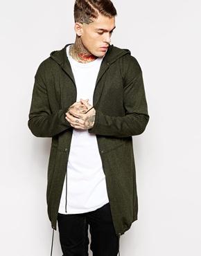 Asos Longline Knitted Parka - Khaki