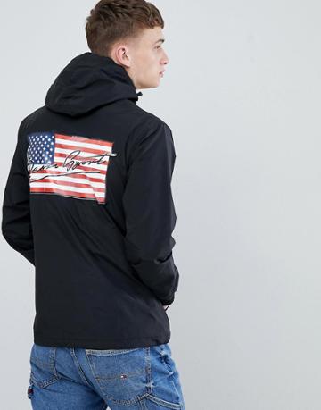 Penn Sport Windbreaker Hooded Jacket In Black - Black