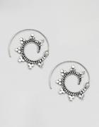 Asos Ornate Thread Through Hoop Earrings - Silver