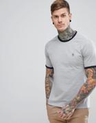Original Penguin Small Logo Slim Fit Raglan Ringer T-shirt In Gray Marl - Gray