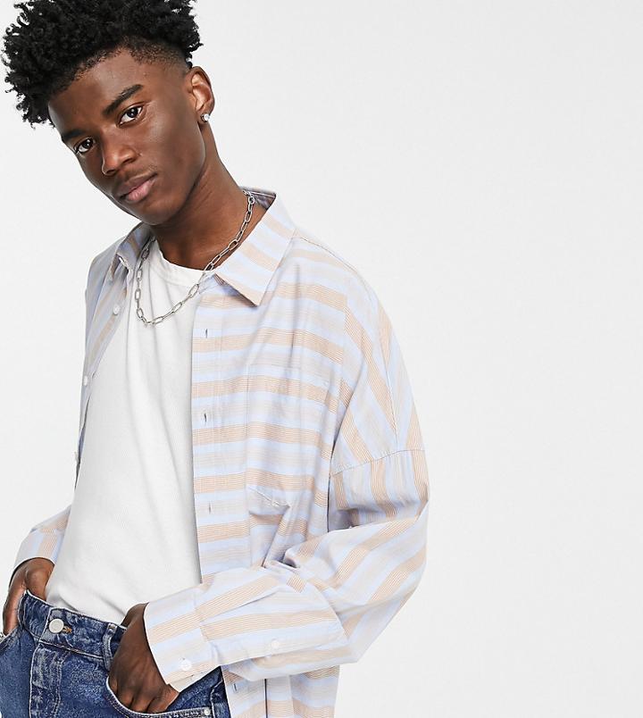 Collusion Oversized Shirt In Spliced Stripe-multi