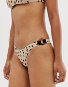 Rip Curl Roam Free Reversible Skimpy High Leg Bikini Bottom In Animal - Tan