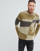 Asos Mohair Sweater With Blocked Design - Green