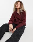 Weekday Husky Recycled Polyamide Collared Sweater In Burgundy