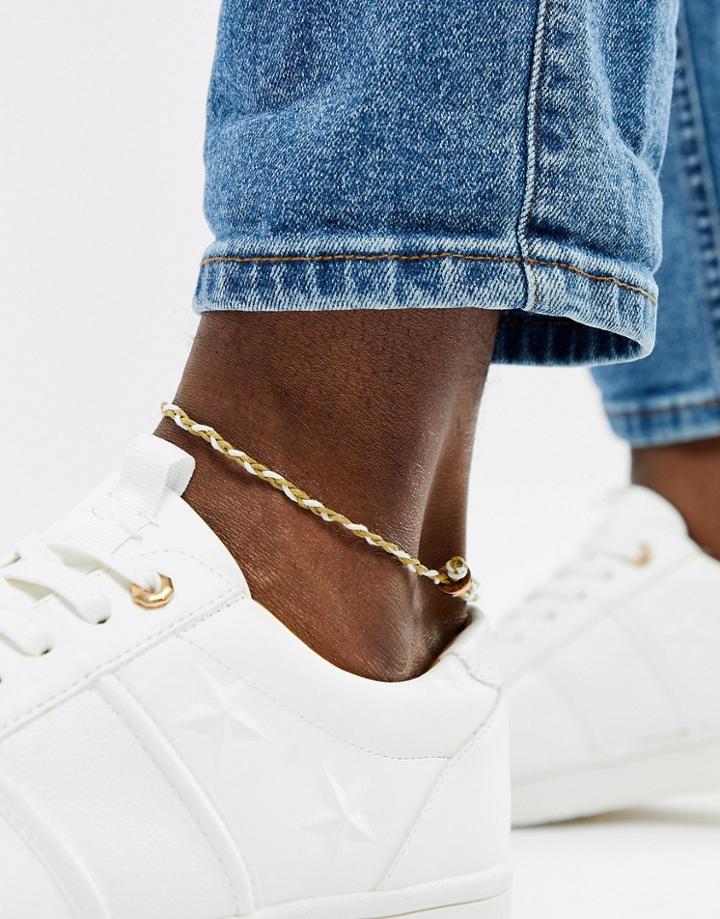 Classics 77 Plaited Anklet In Tan - White