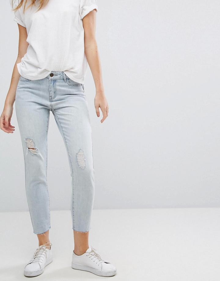 Jdy Silver Ripped Boyfriend Jeans - Blue