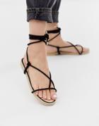 Simmi London Hira Black Toe Loop Espadrille Sandals - Black