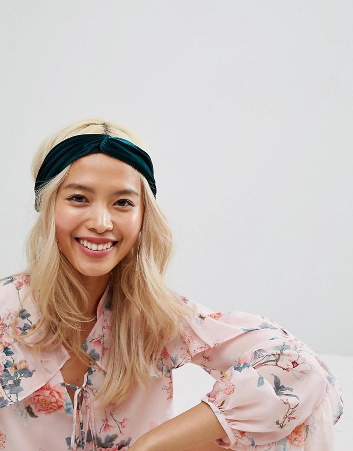 Asos Velvet Knot Headband - Blue