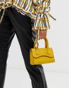 Asos Design Micro Grab Bag With Curved Flap And Detachable Strap-yellow