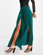 I Saw It First Thigh Split Maxi Skirt In Green - Part Of A Set