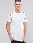 Asos Longline Muscle T-shirt With Piping In White - White
