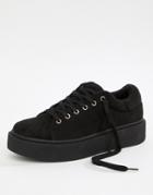 Truffle Collection Faux Fur Hiker Sneakers-black