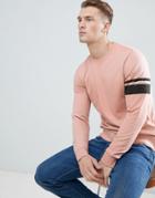 Only & Sons Sweatshirt With Arm Stripe - Pink