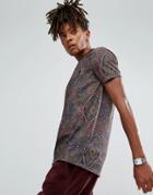 Asos T-shirt With All Over Paisley Print In Pique - Multi