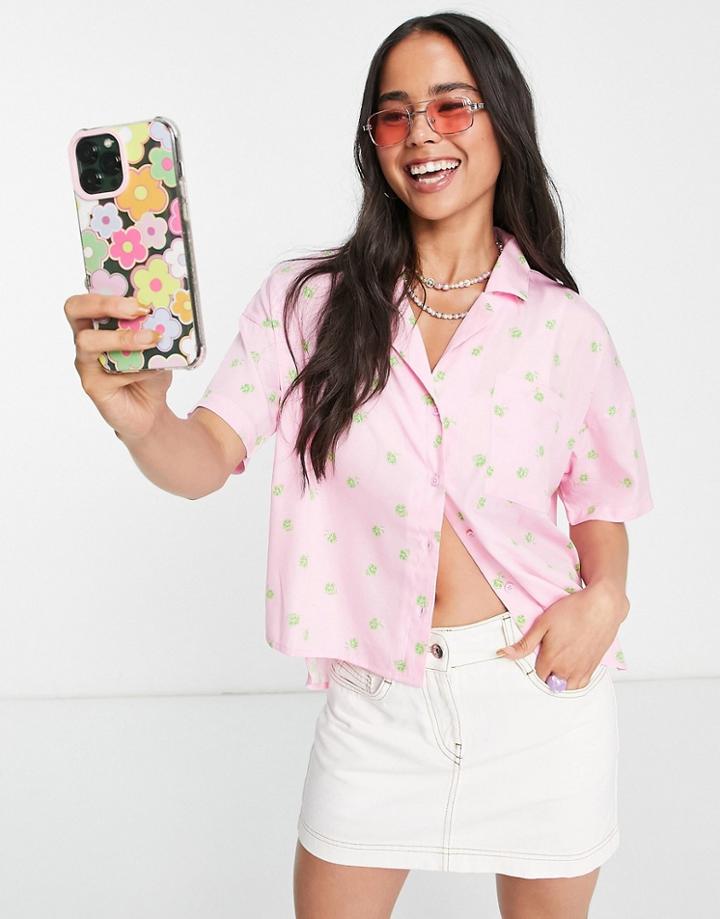 Noisy May Boxy Shirt In Pink Ditsy Print - Part Of A Set-multi