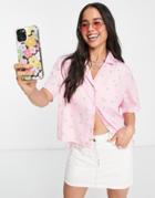 Noisy May Boxy Shirt In Pink Ditsy Print - Part Of A Set-multi