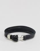 Asos Leather Bracelet With Hook Fastening - Black