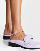 Asos Design Anklet With Plastic Butterfly Charms In Silver Tone