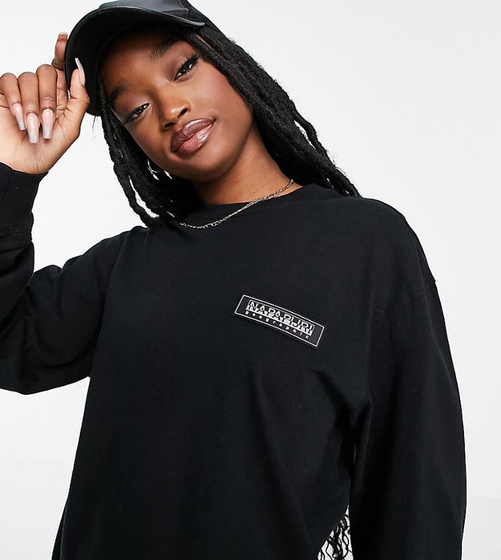 Napapijri Patch Long Sleeve T-shirt In Black Exclusive To Asos