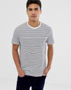 Burton Menswear Blue Striped T-shirt In Ecru - Cream