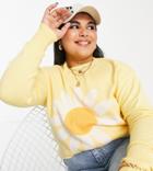 Simply Be Daisy Sweater In Yellow