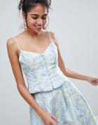 Oasis Floral Print Jacquard Button Down Cami Top - Multi