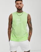 Asos Design Relaxed Sleeveless T-shirt With Dark Future Logo - Green