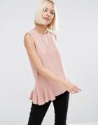 Asos Sleeveless Top With Asymmetric Hem - Pink