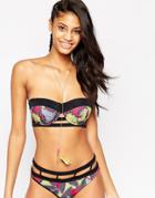 Asos Fuller Bust Abstract Print Longline Bikini Top Dd-g - Abstract